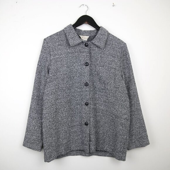 Vintage Tradition Classics Tweed Collared Grey Button Down Shirt - Picture 1 of 6